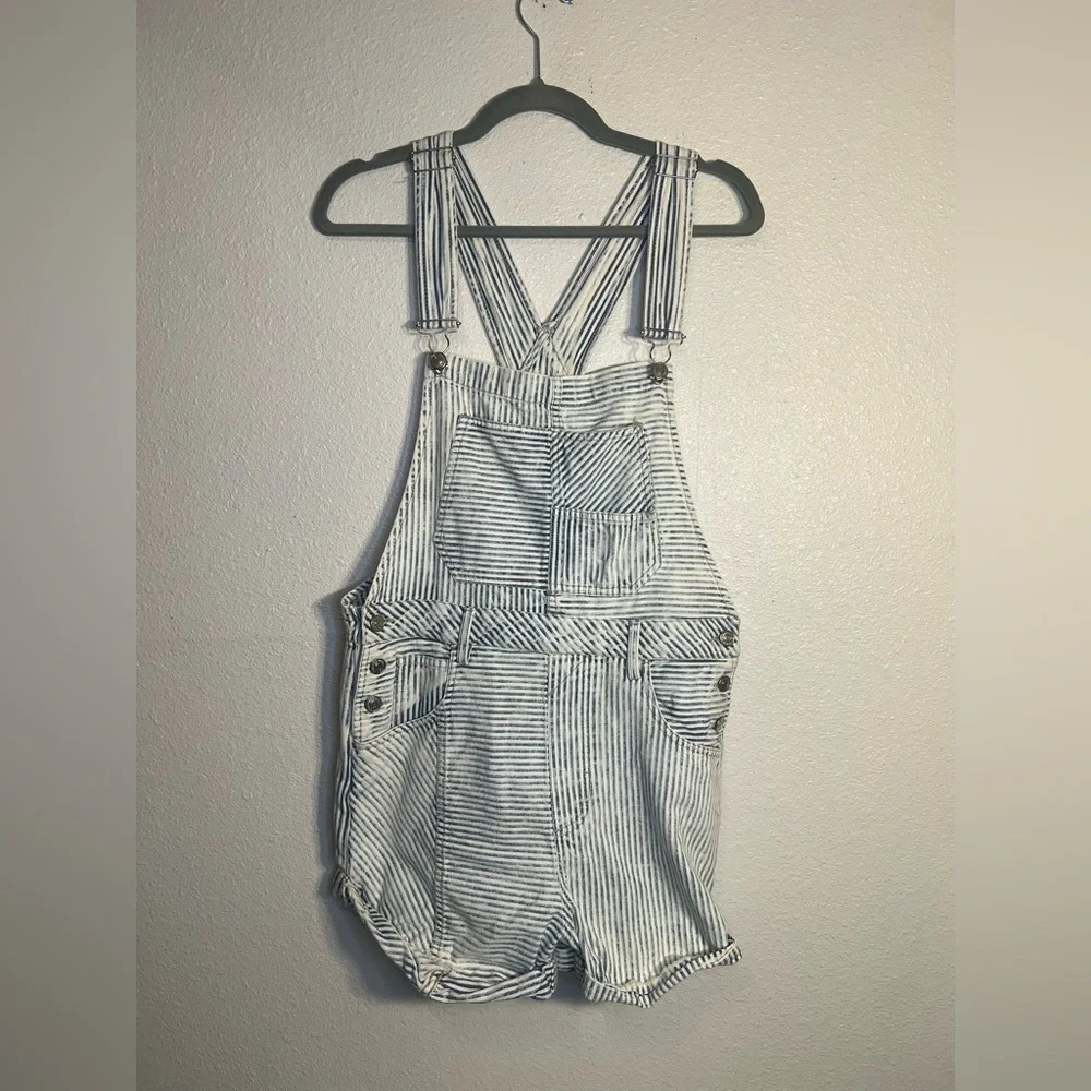 Free People We The Free Railroad Striped Ziggy Shortalls - Picture 4 of 8